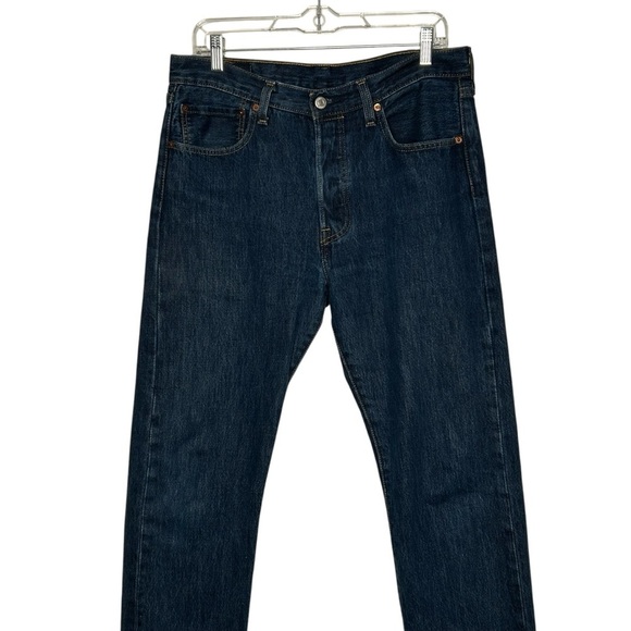 Levi’s Classic Dark Wash 501 Button Fly 5-Pocket Blue Jeans Sz 32” x 30” - Picture 3 of 12